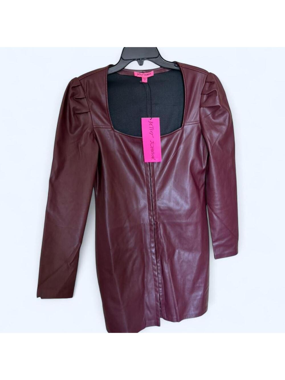 Burgundy leather dress with zipper details